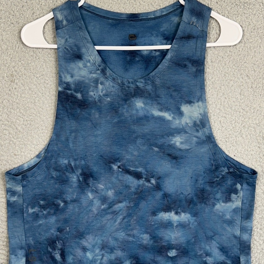 Lululemon Lab Fast and Free Tank Top Mens Blue Tie Dye Sleeveless Shirt Size S